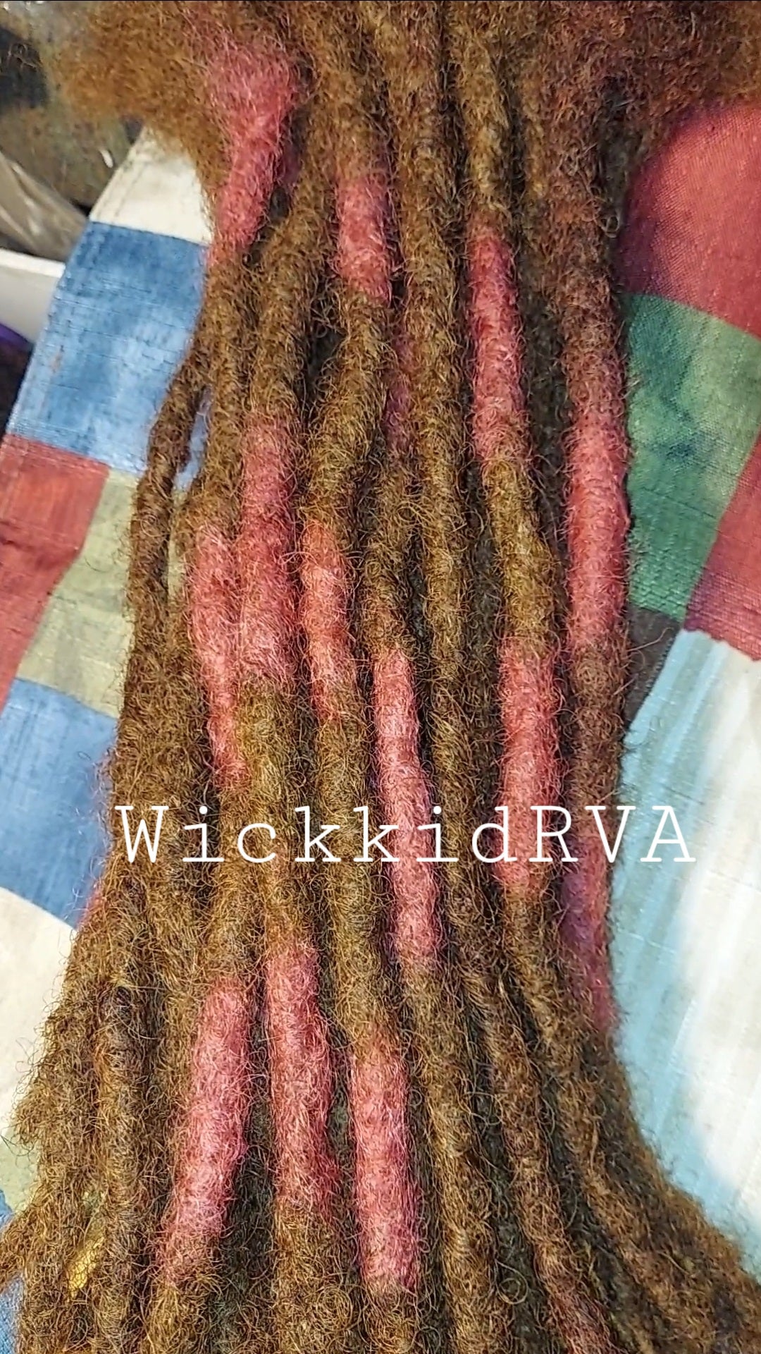 hand-made loc-extensions brown and pink human hair